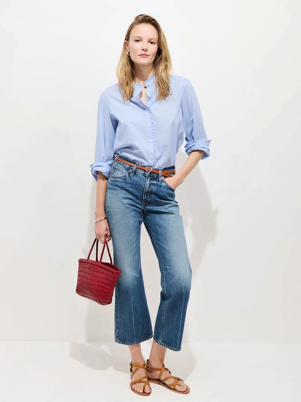 Alex Mill Bessette Mid-Rise Boot Cut Cropped Jean in Blue Size 27